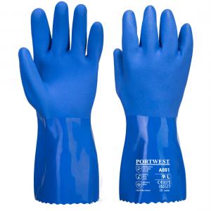Portwest Chemiebestendige blauwe PVC handschoen type a881