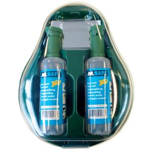 M-Safe Oogspoelfleswanhouder, inclusief 2 oogspoelflessen en spiegeltje