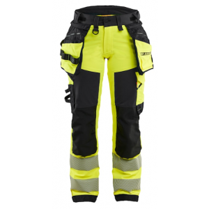 Dames High Vis werkbroek 4-weg stretch met gereedschapszakken