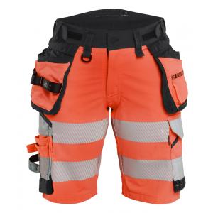 Dames High Vis short 4-weg stretch met gereedschapzakken