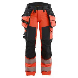 Dames High Vis werkbroek 4-weg stretch met gereedschapszakken